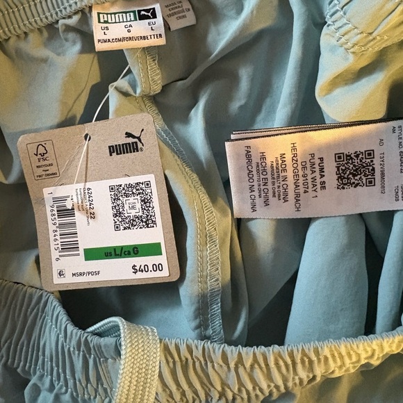 Puma‎ Men's Swim Training Shorts Size Large Light Blue Quick-Dry Athletic Gym - Picture 4 of 4